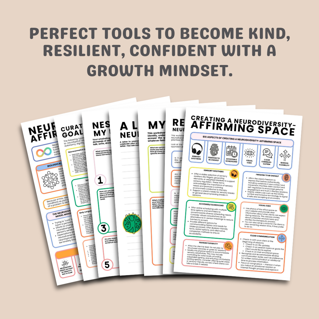Neurodiversity Affirming Workbook Therapy Counselling Autism Spectrum ADHD Neurodivergent PDA Unmasking Worksheets Glimmers Burnout ASD Tool