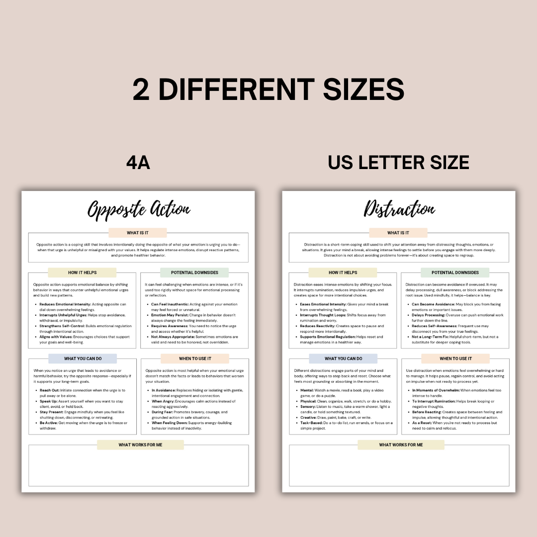 8 Types of Coping Skills Worksheets, Coping Skills Toolkit for Emotional Regulation