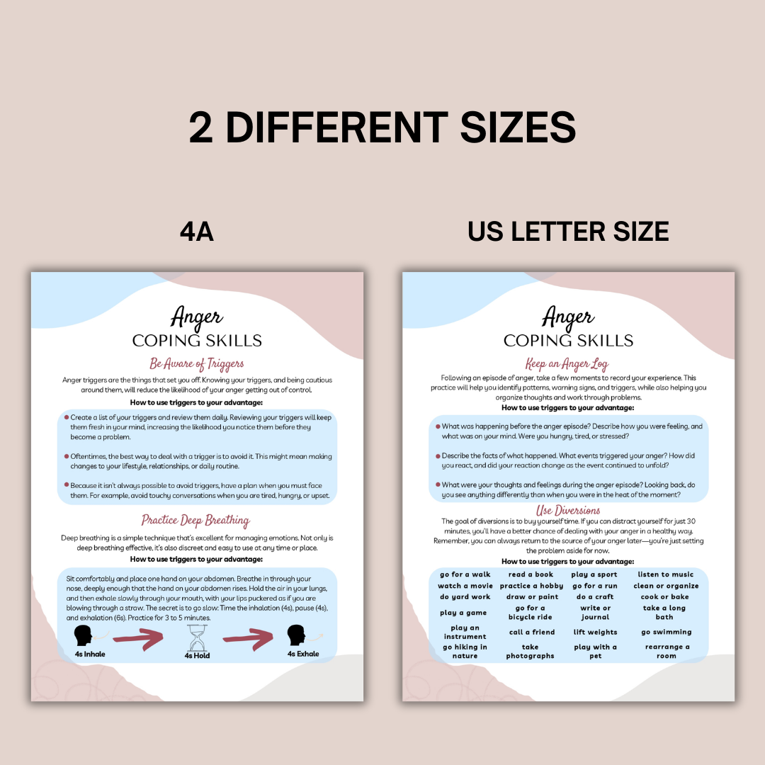 Anger Management Cheat Sheet, Emotional Regulation, Mental Health Printable, Self Regulation Tools