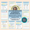 Autism Masking & Burnout Worksheets: Unmasking Support for Neurodivergent Autistic Adults (Fillable PDF)