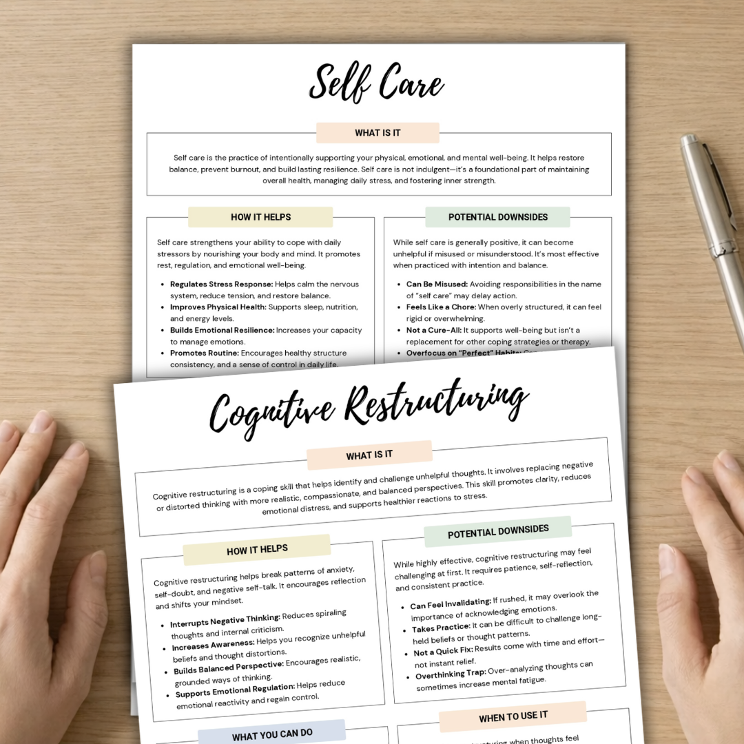 8 Types of Coping Skills Worksheets, Coping Skills Toolkit for Emotional Regulation